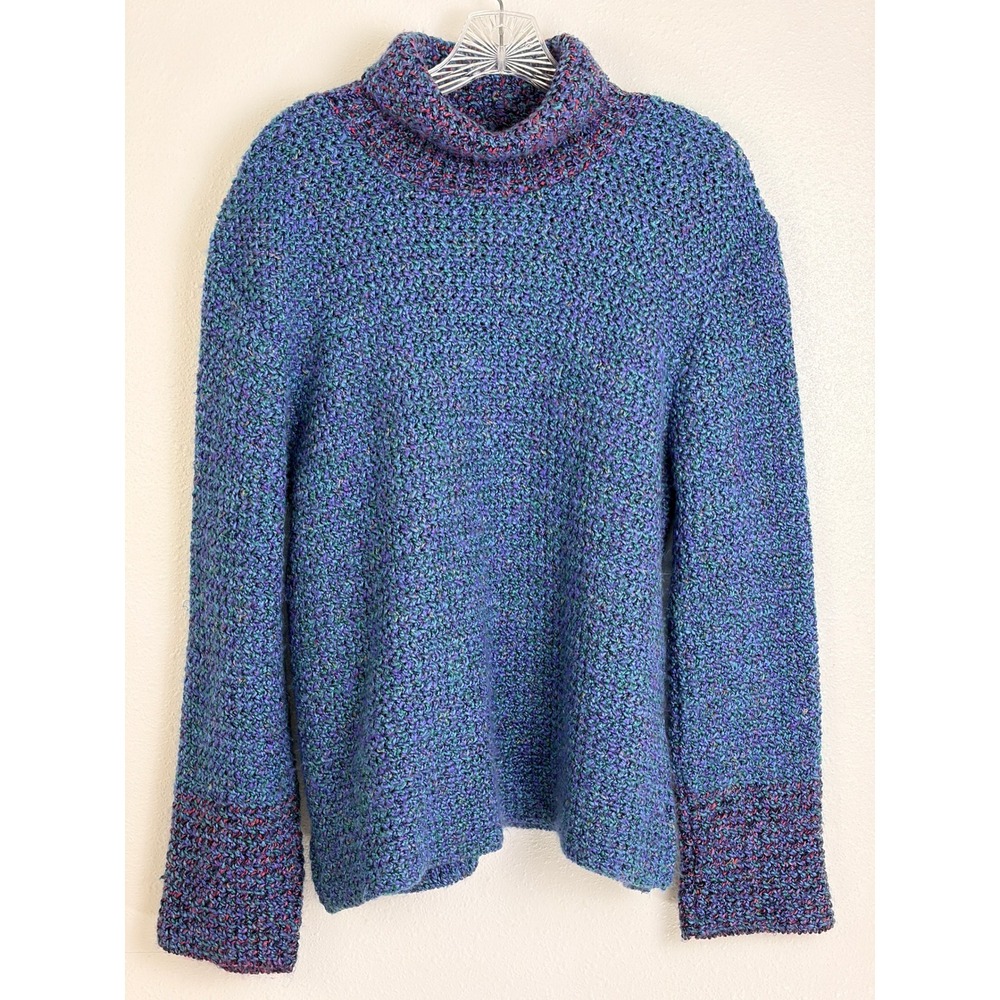 Habitat Turtleneck Sweater Blue Multi Knit Textured Long Sleeve Small